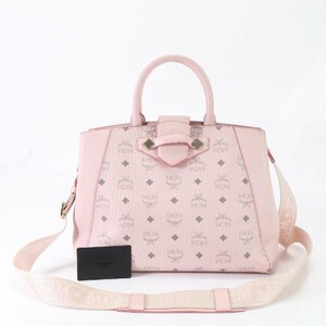 1円■美品■GinzaHaus2購入■MCM ギャランティ付 ヴィセトス レザー2WAY ハンドバッグ 斜め掛け ショルダー ピンク レディース EFM L8-7