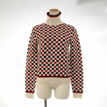 ■美品■グッチ■ブロック チェック■格子柄■ハイネック ニット■シルク■アパレル■服■長袖 ブラック 人気 レディース TFT 0622-1F2_画像1