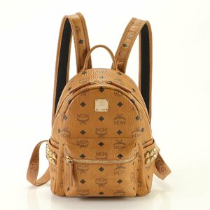 ■極美品■MCM■ヴィセトス スタッズ リュックサック バックパック ショルダー バッグ トート ブラウン レディース EEM 1016-E46