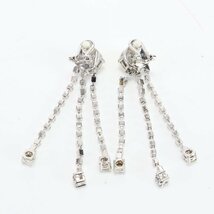 1円■ミュウミュウ■ラインストーン ロング イヤリング 揺れ シルバー アクセサリー 装飾品 ピアス 婦人 レディース EFM R5-4_画像2