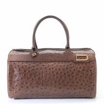 ■美品■DELVAUX デルヴォー オーストリッチ レザー トート バッグ ショルダー ハンド 本革 ブラウン 茶色 レディース EEM U1-10_画像1