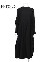 ENFOLD CURVE-SLEEVE ASYMMETRY-DRESS 黒 38 エンフォルド ロングワンピース 長袖 ブラック 黒 2024SS _画像1