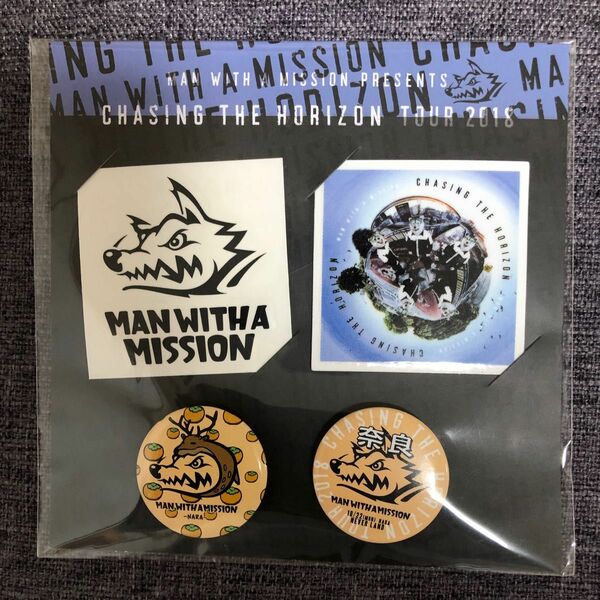 新品未開封 MAN WITH A MISSION ステッカー 缶バッジ　2018 マンウィズ ツアー 奈良