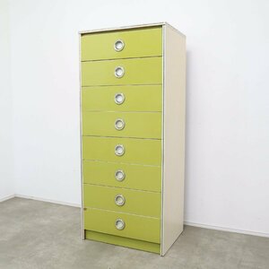  Showa Retro chest chest drawer storage retro pops rim green plating lmolding 8 step powdered green tea color [3B2403004]