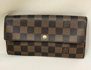 qob.YN203 LOUIS VUITTON ルイヴィトン　ダミエ　ポルトフォイユサラ　長財布　イニシャル入り