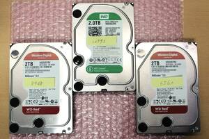 ★3.5inch SATA HDD★WD Red，Green　2TB×3本セット★