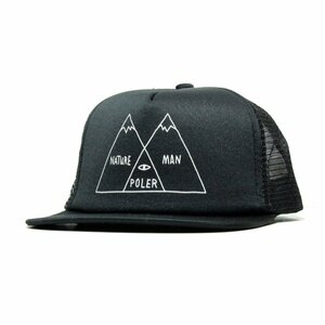 新品 POLER ポーラー メッシュキャップ トラッカー フラットバイザー 5パネル VENN MESH CAP 黒 black