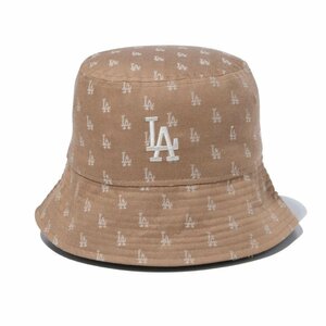 新品 NEWERA ニューエラ ハット バケットハット LA ドジャース モノグラム 総柄 BUCKET01 セーラーブリム カーキ M/L