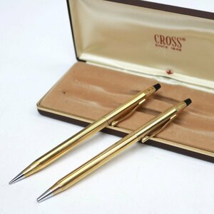 251)CROSS クロス ボールペン シャーペン 2本セット 1/20 10KT GOLD FILLED ゴールドカラー 箱付き