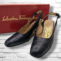 Salvatore Ferragamoサルヴァトーレフェラガモ BLACK パンプス ヒール バックストラップ シューズ 靴 サイズ５C 22.5cm レディース 婦人_画像1