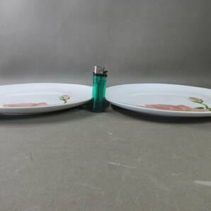 1★ 昭和レトロ 皿2枚 薔薇 花柄 プレート 大皿 ばら バラ 洋食器の画像8