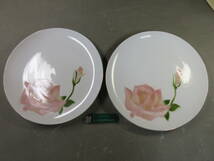 1★ 昭和レトロ 皿2枚 薔薇 花柄 プレート 大皿 ばら バラ 洋食器_画像1
