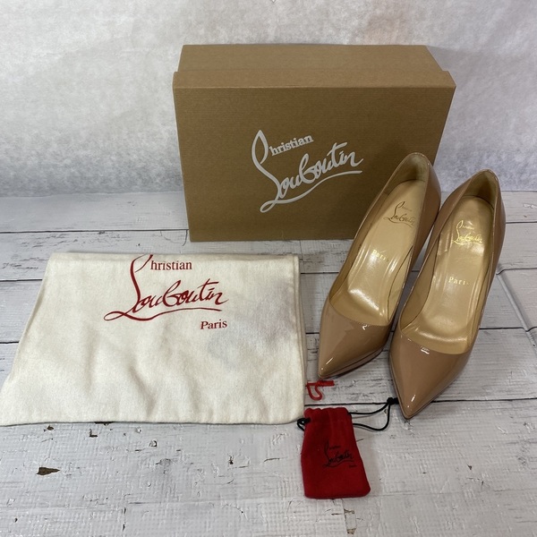 Christian Louboutin クリスチャンルブタン 1110971 ベージュ 37 23,5cm エナメル パンプス ヒール パテントレザー レディース