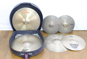 【ト石】① シンバル まとめ 計6点セット Pearl CX-300/JAZZ RIDE 22”/56㎝/SABIAN/SIZZLE など ECZ01EWH02