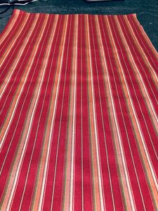 M745 正絹織物　赤系　縞柄　美品　ハギレ ハンドメイド　リメイク素材　古布