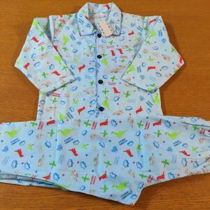 W☆新品☆長袖・長パンツ☆パジャマ☆１２０cm☆水色・恐竜柄☆男の子用☆No.1480