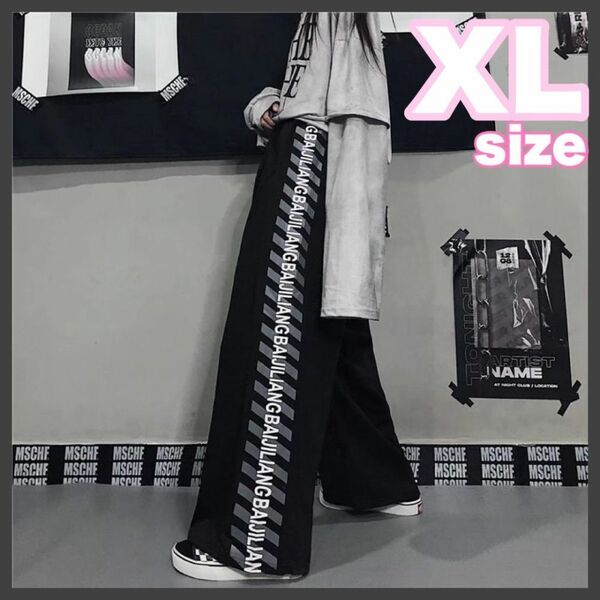 新品XL カーゴパンツ 黒 ワークパンツ XL メンズ ラインパンツ