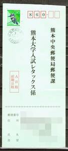 【エンタイヤ処分】平成切手ヤマセミ８０円コイル貼り定形書状α