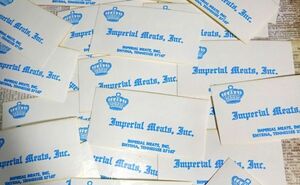 海外紙もの　ヴィンテージ　INPERIAL MEATS,INC　食料品ステッカー　ミートラべル　1970年代　30枚
