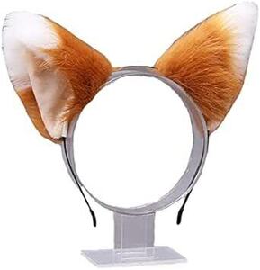ライトブラウン サムコス 猫耳カチューシャ キツネの耳 ヘッドバンド 獣耳 狐耳 もふもふ耳 髪飾り かわいい 小道具 イベント