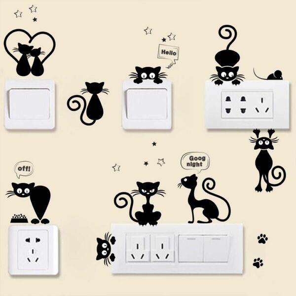 ウォールステッカー 黒猫 ステッカー 可愛い 壁紙 シール 模様替え インテリア