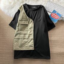 Tシャツ ビッグシルエット 半袖 トップス シャツ カットソー ベスト デザイン 黒 ブラック オーバーサイズ ブラック 黒 L_画像6