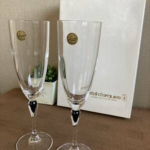 ＊【新品】未使用 Cristal D'Arques ワイングラス シャンパングラス ブルー 2脚セット ドロップ＊の画像3