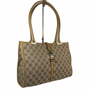 極美品　GUCCI グッチ キャンバス×レザー　肩掛け　ジャッキー トートバッグ ショルダーバッグ メンズ　レディース　1円スタート