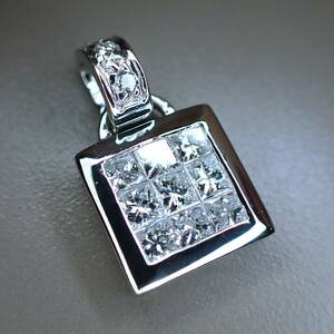 F3719『GINZA TANAKA』ギンザタナカ 天然絶品ダイヤモンド０.５５ct 最高級Pt900無垢ペンダント 2.4G 14.5x8.4mm