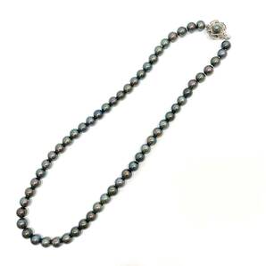 ▼ブラックパール SILVER金具 ネックレス 7mm～7.5mm 真珠 アクセサリー レディース シルバー金具の画像1