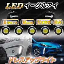 デイライト イーグルアイ LED COB ライト 5個 12v 18mm 白 スポットライト 埋込型 車用ライト 防水 汎用 高輝度 ホークアイ ドレスアップ_画像1