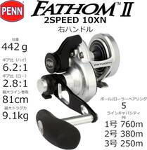 ◇ 正規輸入品 未使用品 PENN FATHOM II 2Speed FTHII10XNLD2 ペン ファゾム レバードラグ 2スピード スロージギング ジギング リール ◇_画像10