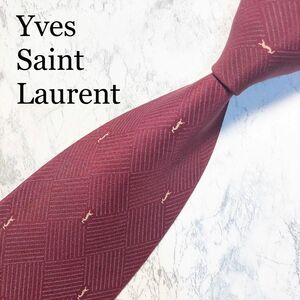 Yves Saint Laurent ネクタイ　YSL ボルドー