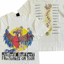 90s USA製 giantタグ Jimmy Buffett Tシャツ ホワイト L ジミーバフェット ツアー オウム バンド ロック コピーライト 1994年 ヴィンテージ_画像1