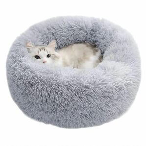猫ベッド 犬ベッド 猫クッションベッド 丸型 洗える ペットベット 薄グレー グレー 冬 ベット　通年　