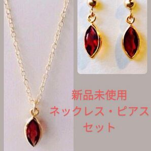 【ガーネット】ネックレス・ピアス セット