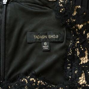 【TADASHI SHOJI/タダシショージ】美ネックカットレーストップ/ピンタック円形フレアー/黒ストレッチ/カクテルドレス （US・６／11号）#284の画像9