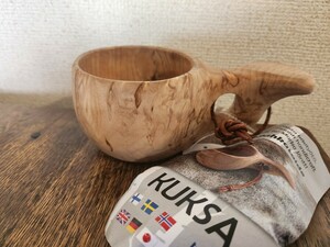  フィンランド製　Pahkataide　ククサ 　KUKSA　パッカタイデ カーリーバーチ 無垢　コップ　キャンプ　木製　