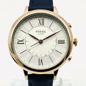 2359♭FOSSIL フォッシル ハイブリッドスマートウォッチ FTW5014 JACQUELINE 3気圧防水 ネイビーレザー レディース