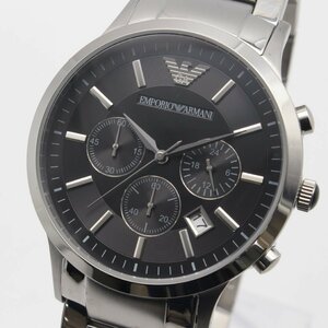 2665▲ EMPORIO ARMANI 腕時計 AR2434 5気圧防水 クロノグラフ 三つ目 カレンダー ミリタリー カジュアル メンズ ブラック【0311】