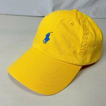 美品 正規品 POLO RALPH LAUREN CLS SPRT CAP ポロ ラルフローレン ロゴ 刺繍 クラシック スポーツ キャップ 帽子 イエロー ONE SIZE_画像1