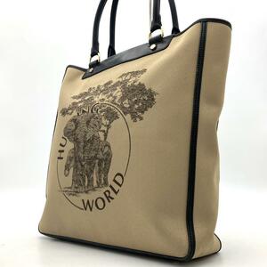 入手困難◎1点物◎HUNTING WORLD ハンティングワールド トートバッグ ビジネスバッグ A4収納可能 メンズ レザー×キャンバス サファリ