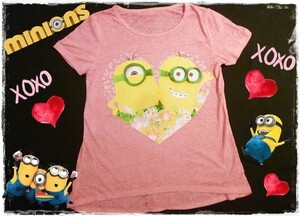 ミニオンズ　子供用　半袖　Tシャツ　アメリカ　輸入子供服　キッズ　ミニオン　minions　USJ　ユニバ　ケビン　ハート　ピンク　S　120cm