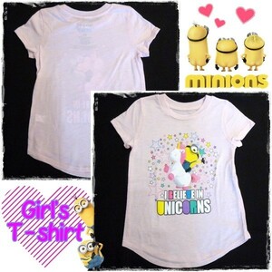 ミニオンズ　子供用　半袖　Tシャツ　女の子　ユニコーン　アメリカ　輸入子供服　ミニオン　minions　怪盗グルー　USJ　ピンク　4T　110cm