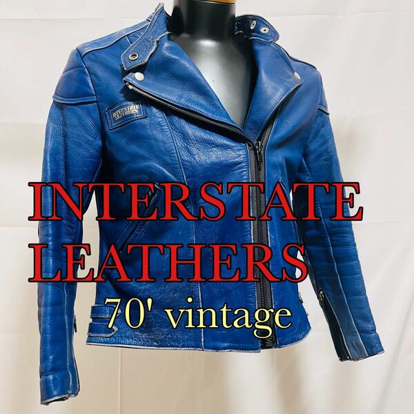 Interstate leathers 70' ライダーズジャケット　36サイズ　青　ブルー