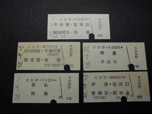 ◆名鉄　駅名改称の古知野駅乗車券５枚（古知野→平田橋・明治村口他）◆4408