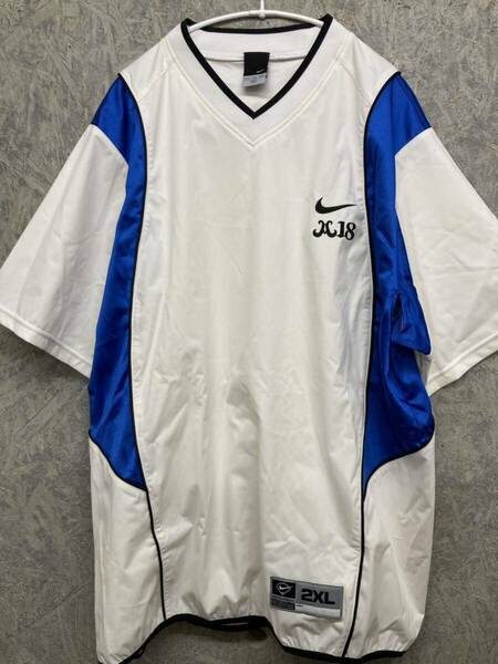 【支給品・美品】NIKE ナイキ 半袖 Vジャン ウインドブレーカー 西武ライオンズ 松坂大輔 選手M18 2005年 2XLサイズ プルオーバー 野球