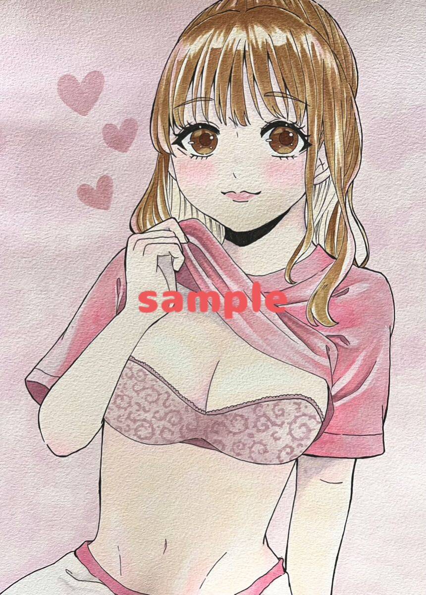 Handgezeichnete Illustration Original analoge Illustration Originalbild Mädchen Copic Unterwäsche im A4-Format, Comics, Anime-Waren, handgezeichnete Illustration