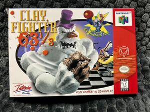 Clay Fighter 63 1/3 North America version Nintendo64 box, manual, leaflet attaching 