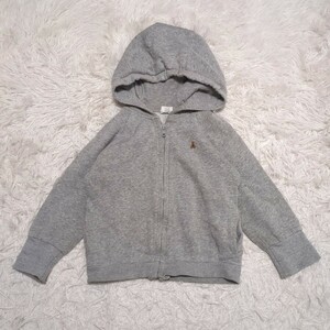 【送料無料】babygap　ベビーギャップ　ジップパーカー　3years　100cmぐらい　刺繍ロゴ　グレー